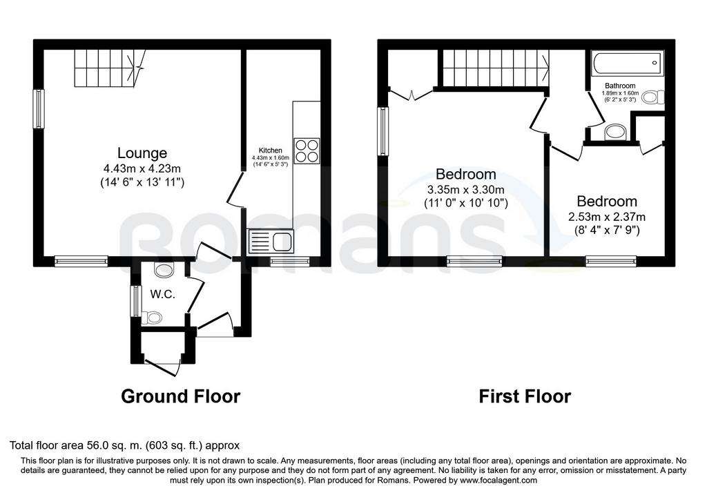 2 bedroom cluster house to rent - floorplan