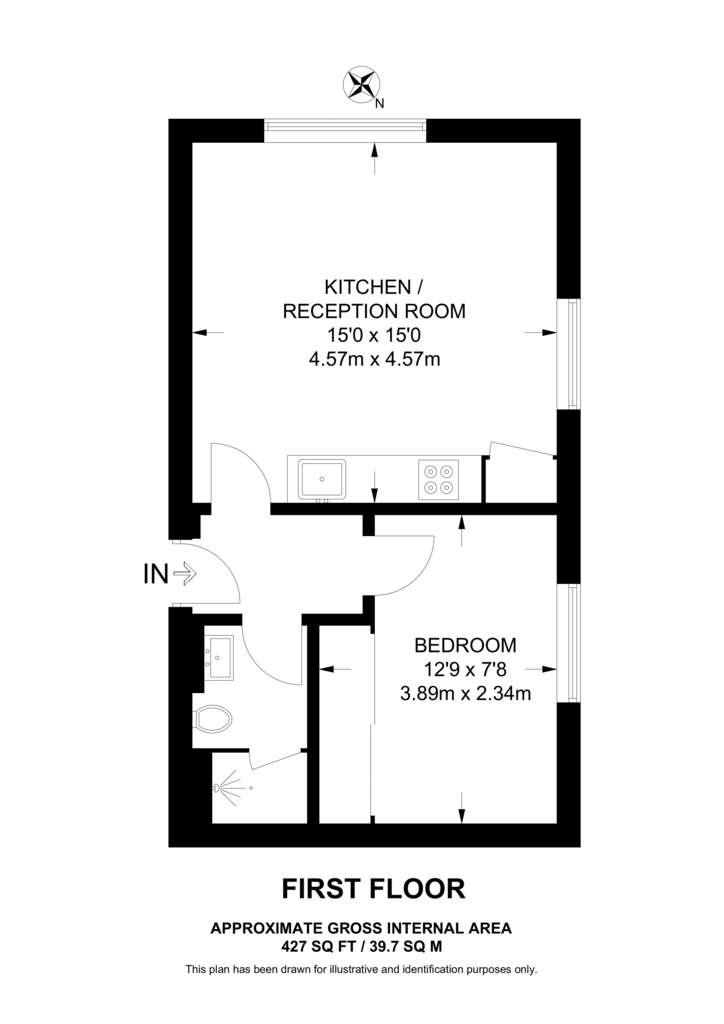 1 bedroom flat to rent - floorplan