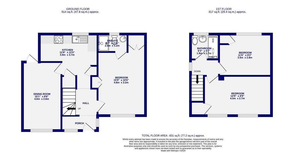 3 bedroom semi-detached house for sale - floorplan