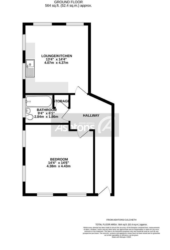 2 bedroom detached bungalow to rent - floorplan