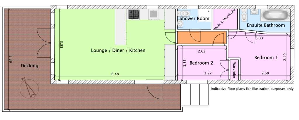 2 bedroom holiday park home for sale - floorplan