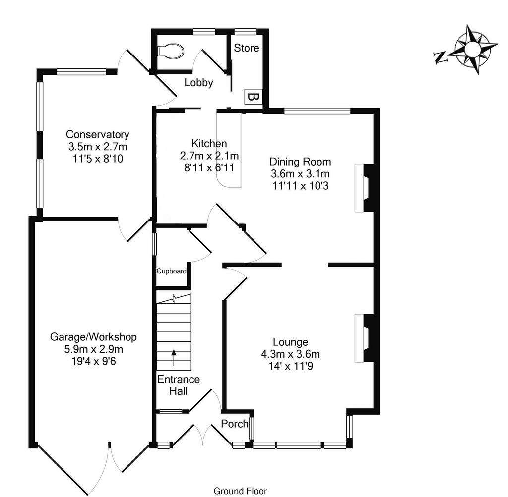 3 bedroom semi-detached house for sale - floorplan