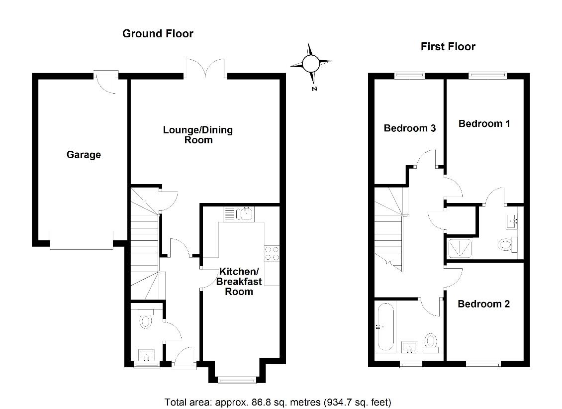 3 bedroom property for sale - floorplan