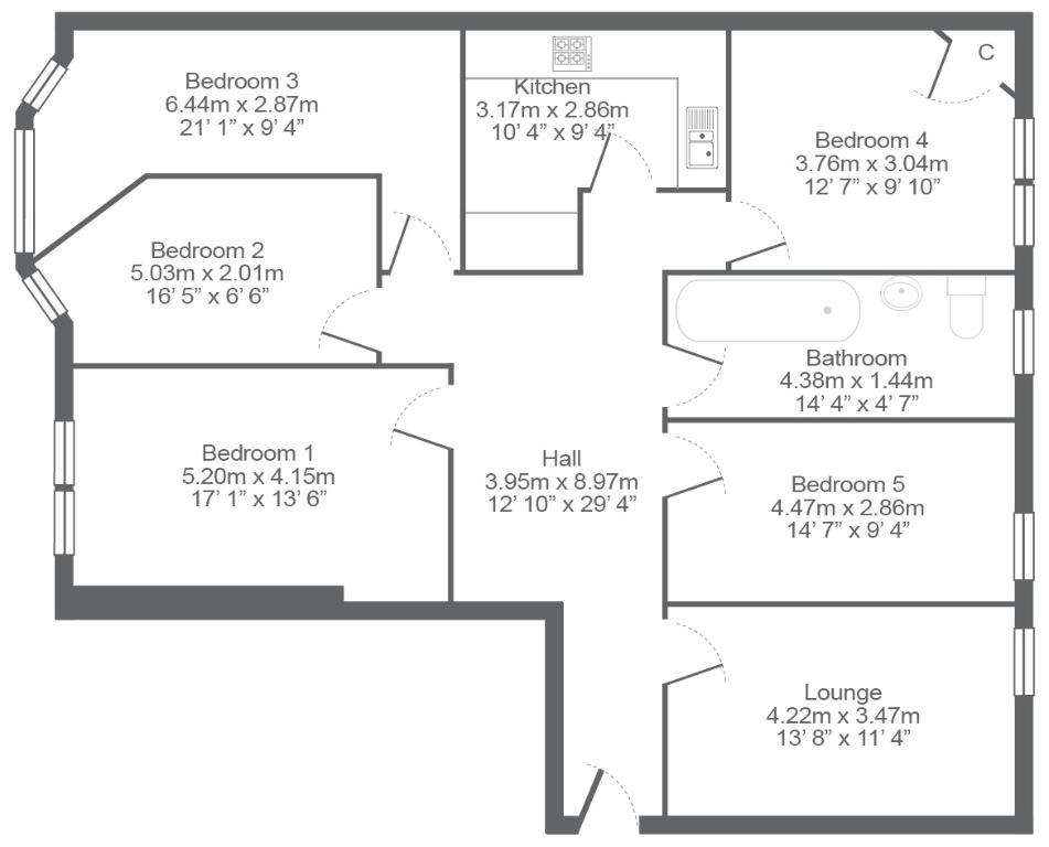 5 bedroom flat to rent - floorplan