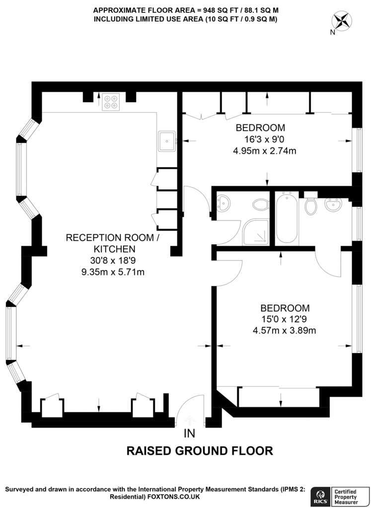 2 bedroom flat to rent - floorplan