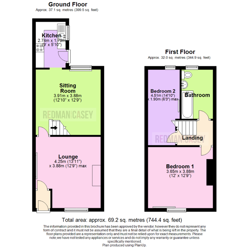 2 bedroom terraced house for sale - floorplan