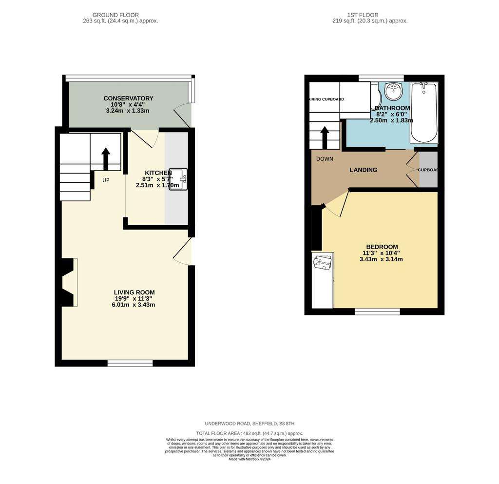 1 bedroom semi-detached house for sale - floorplan