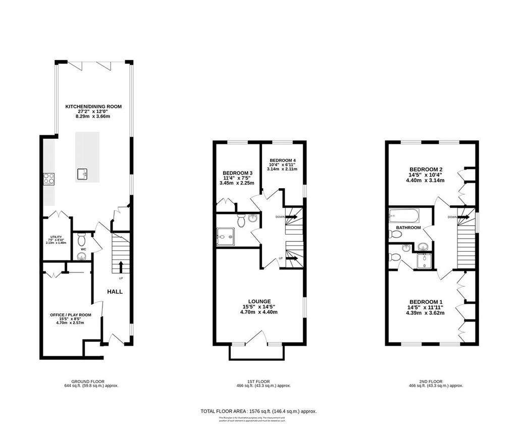 4 bedroom end of terrace house for sale - floorplan