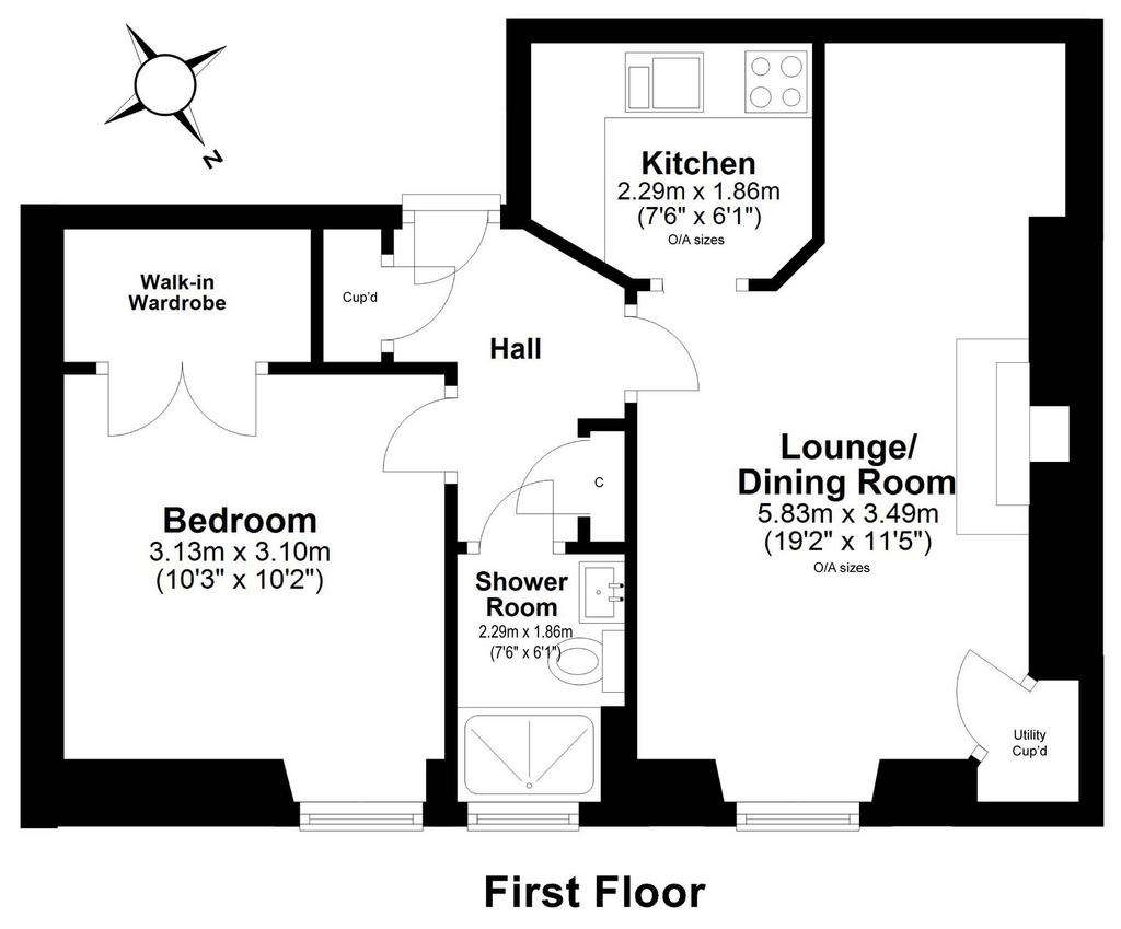 1 bedroom flat for sale - floorplan