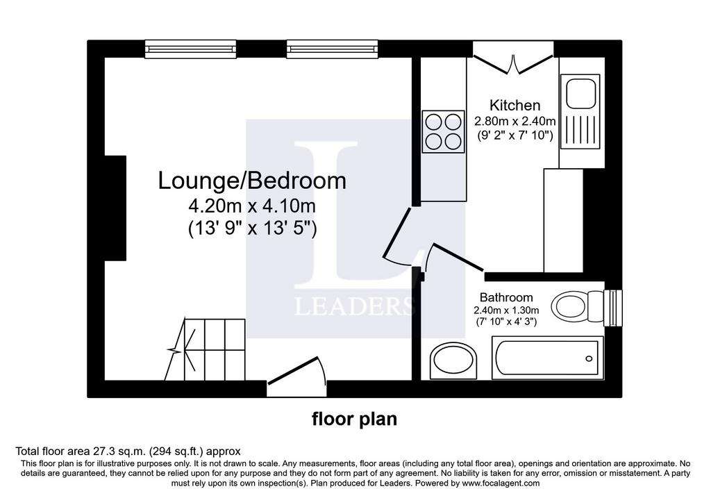 Studio flat to rent - floorplan