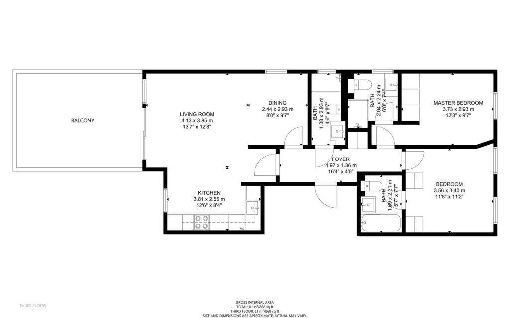 2 bedroom flat to rent - floorplan