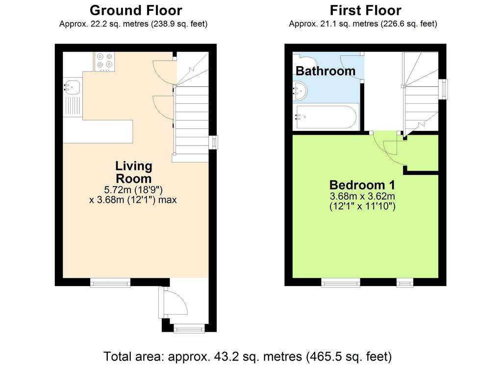 1 bedroom cluster house to rent - floorplan