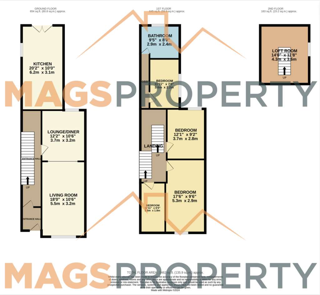 4 bedroom terraced house for sale - floorplan