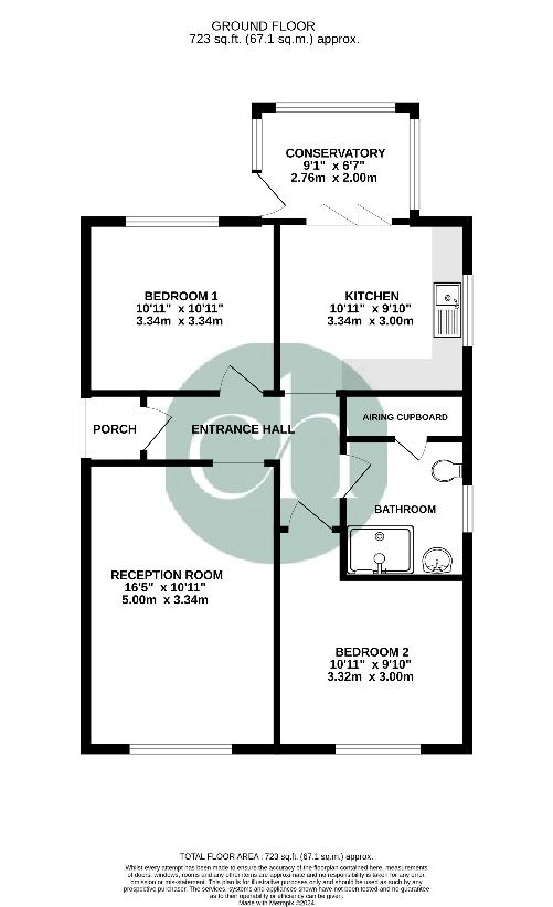 2 bedroom bungalow for sale - floorplan