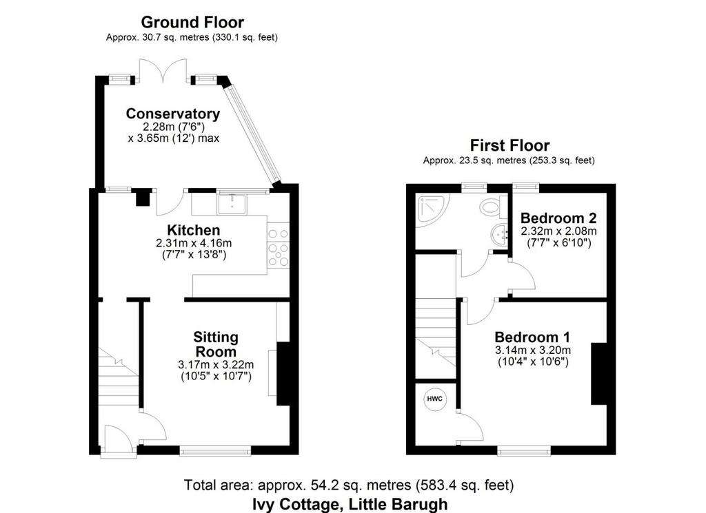 2 bedroom terraced house for sale - floorplan