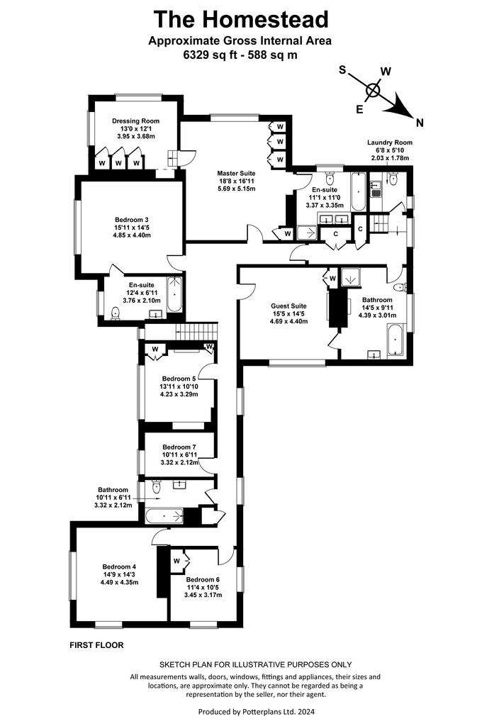 7 bedroom country house to rent - floorplan