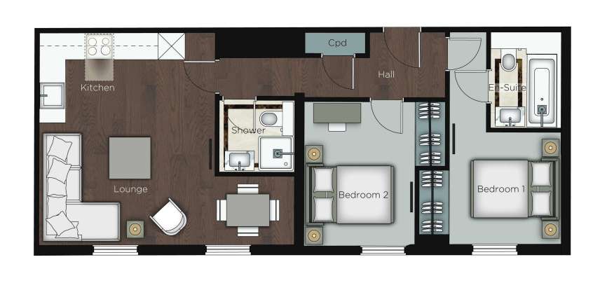 2 bedroom penthouse apartment to rent - floorplan