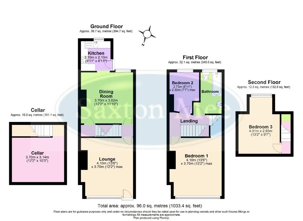 3 bedroom terraced house for sale - floorplan