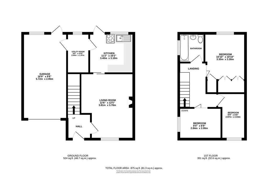 3 bedroom end of terrace house for sale - floorplan