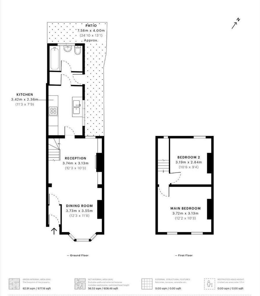 2 bedroom house to rent - floorplan