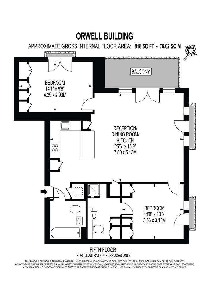 2 bedroom flat to rent - floorplan