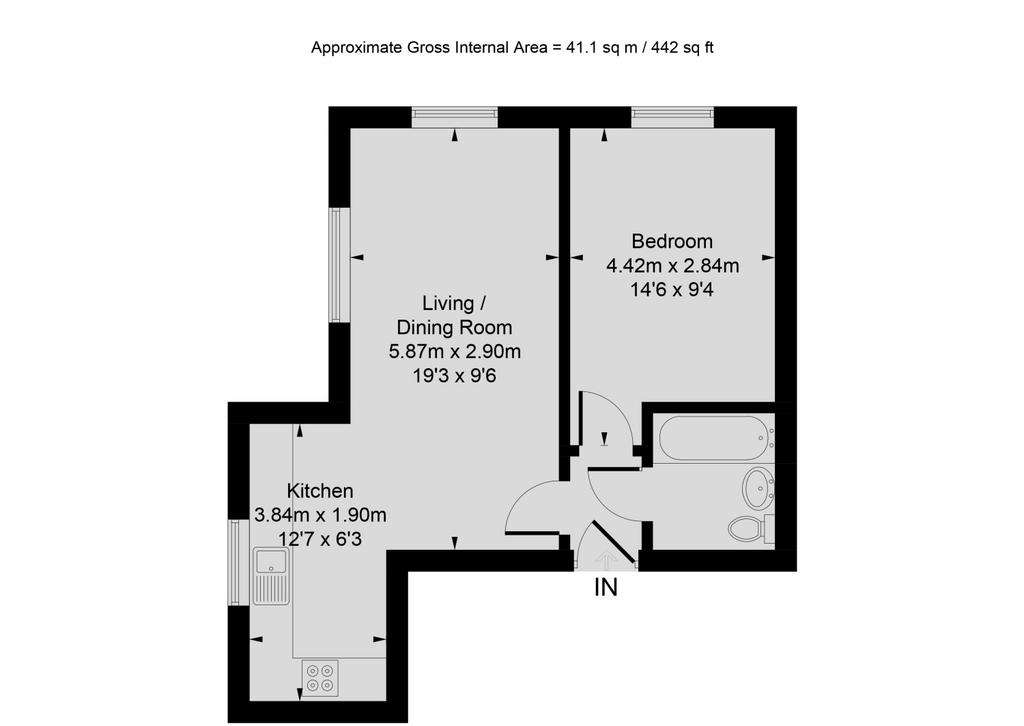 1 bedroom flat to rent - floorplan
