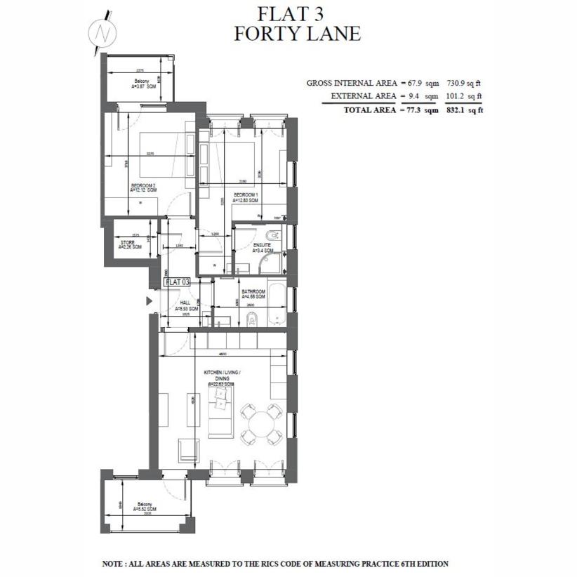 2 bedroom flat for sale - floorplan