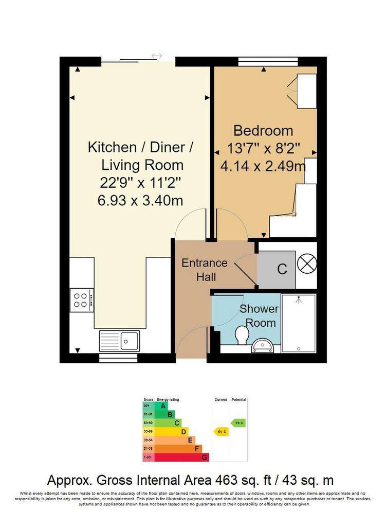 1 bedroom retirement property for sale - floorplan