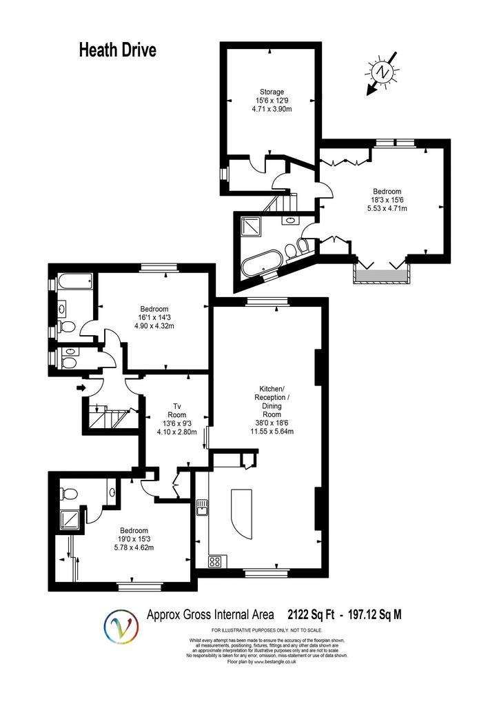 3 bedroom flat to rent - floorplan