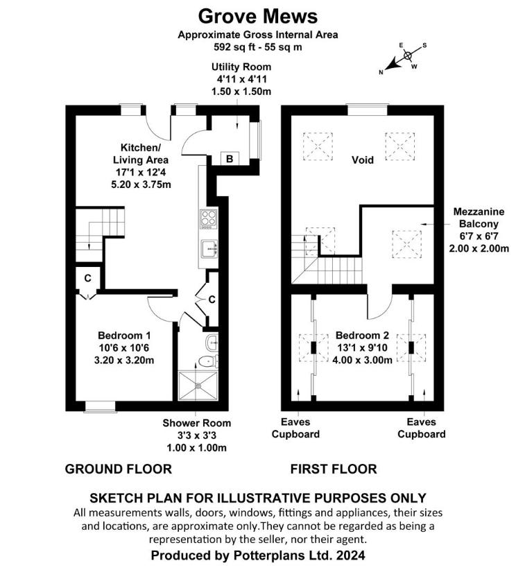 2 bedroom mews house for sale - floorplan