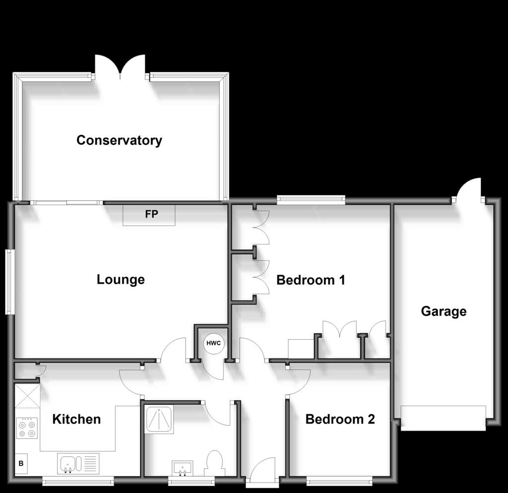 2 bedroom detached bungalow for sale - floorplan