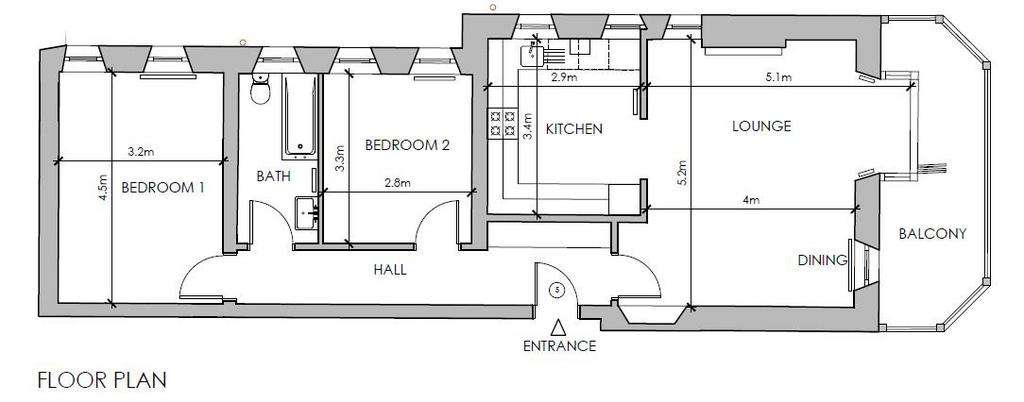 2 bedroom flat to rent - floorplan