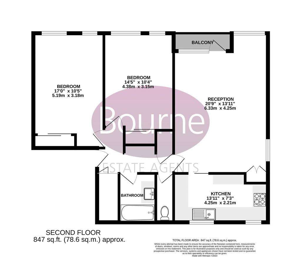 2 bedroom penthouse apartment to rent - floorplan