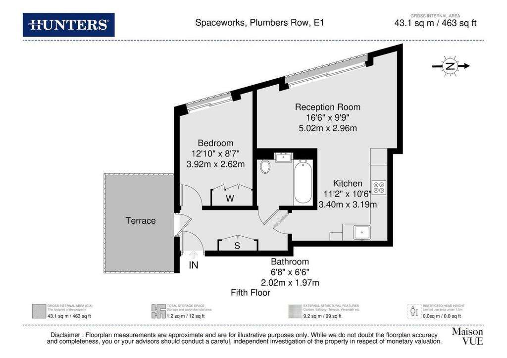 1 bedroom penthouse apartment to rent - floorplan