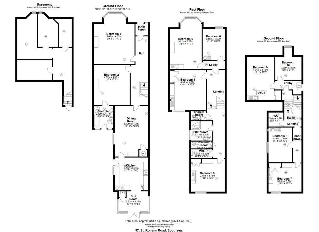 10 bedroom terraced house to rent - floorplan