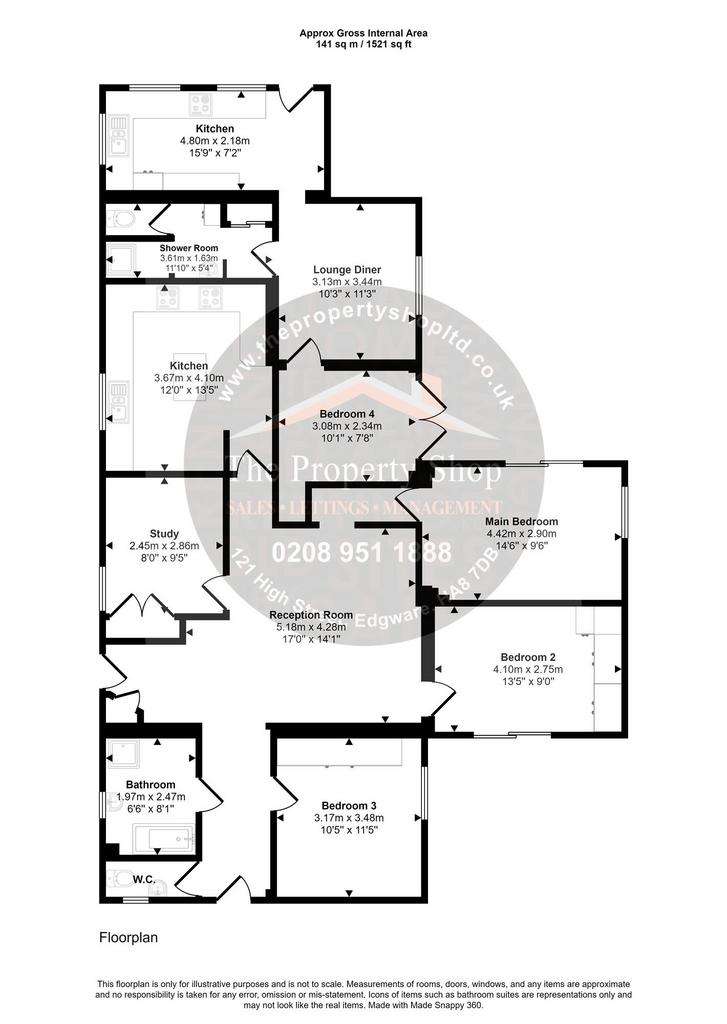 4 bedroom bungalow to rent - floorplan