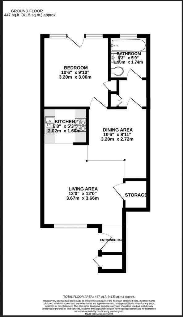 1 bedroom ground floor maisonette to rent - floorplan