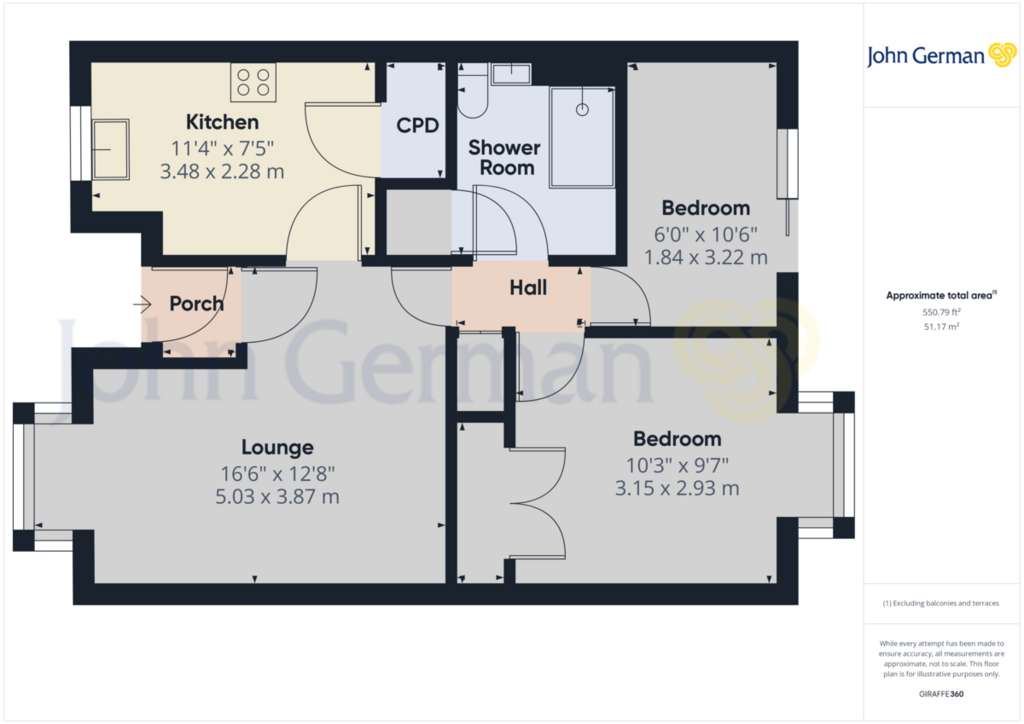 2 bedroom bungalow for sale - floorplan