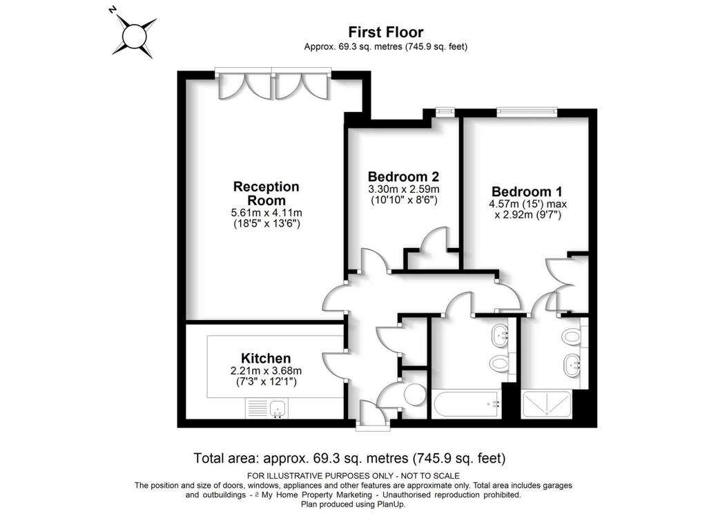 2 bedroom flat for sale - floorplan