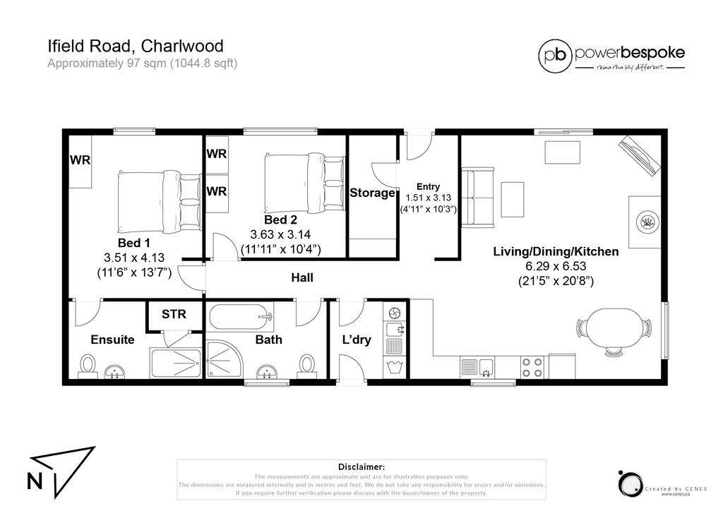 2 bedroom mobile home for sale - floorplan