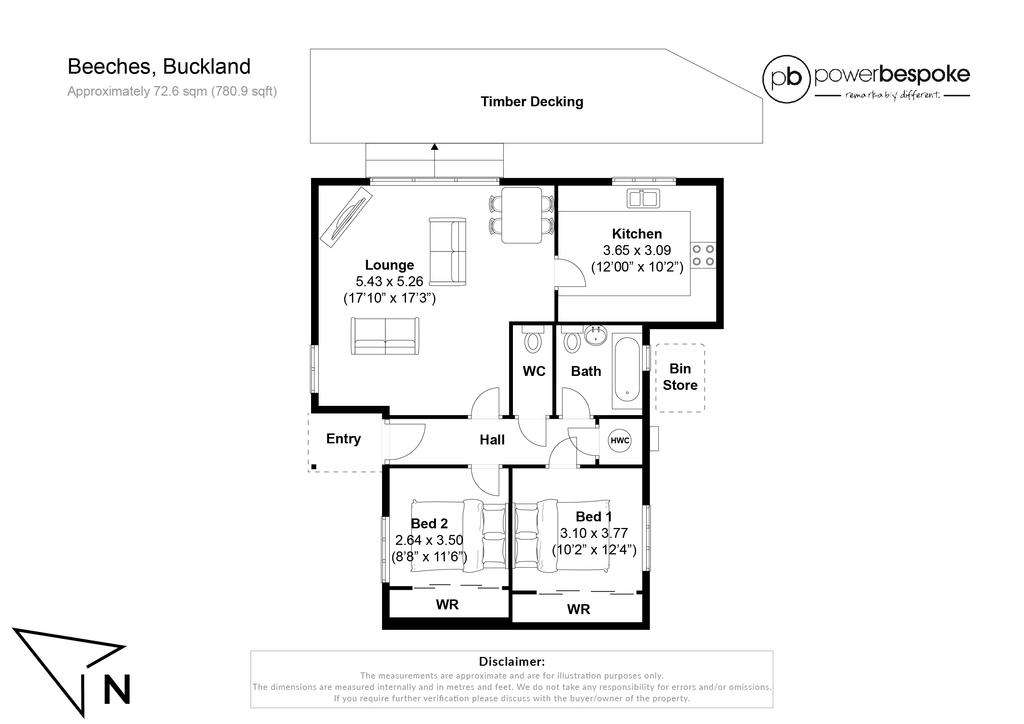 2 bedroom bungalow for sale - floorplan