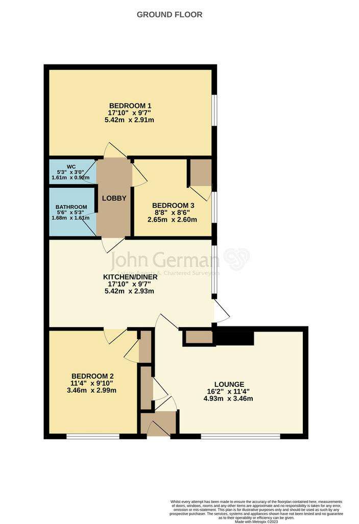 3 bedroom semi-detached bungalow to rent - floorplan