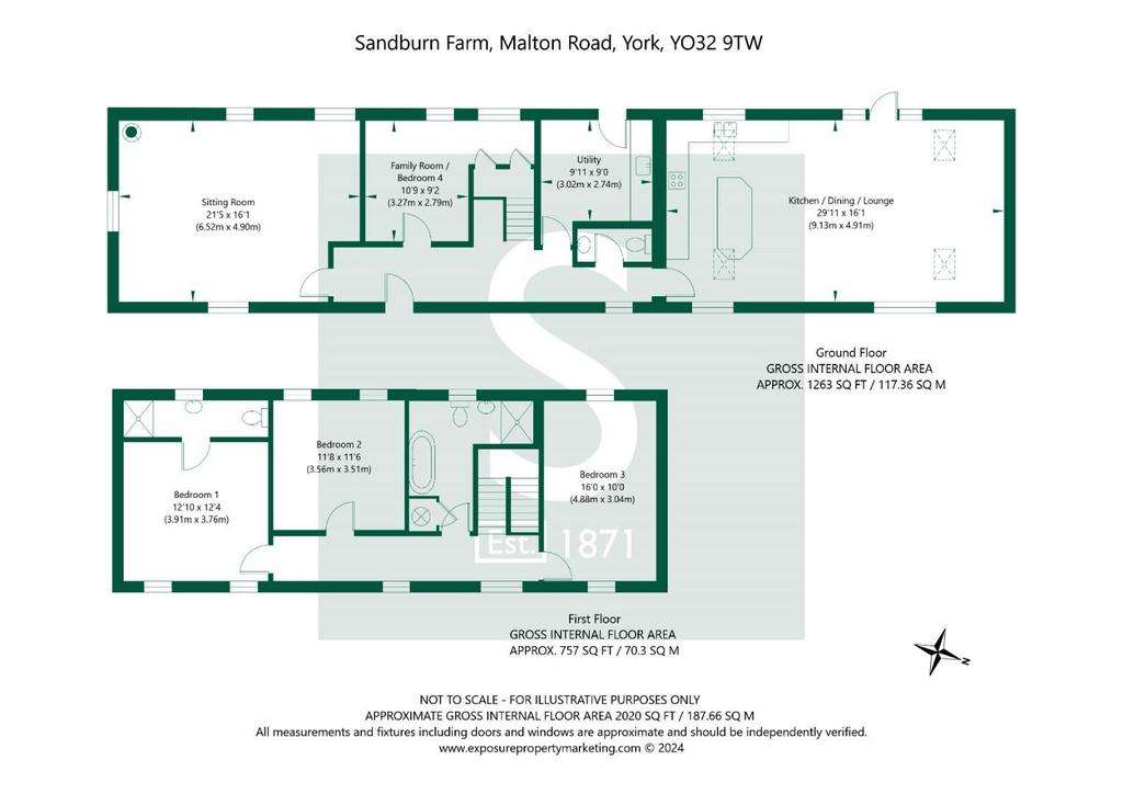 3 bedroom barn conversion to rent - floorplan