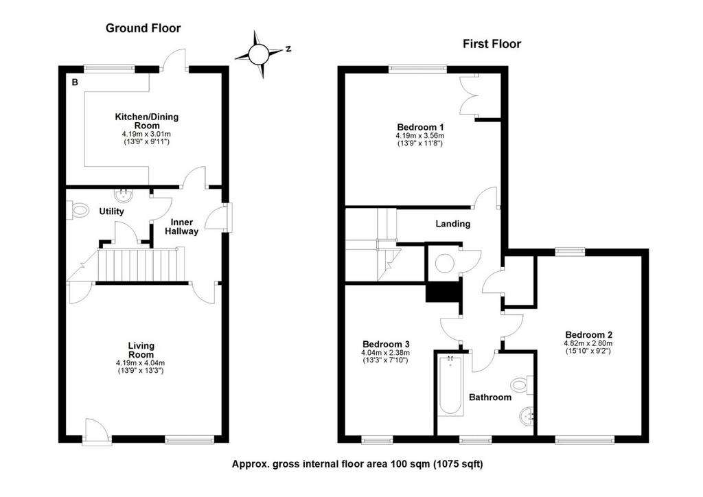 3 bedroom end of terrace house for sale - floorplan