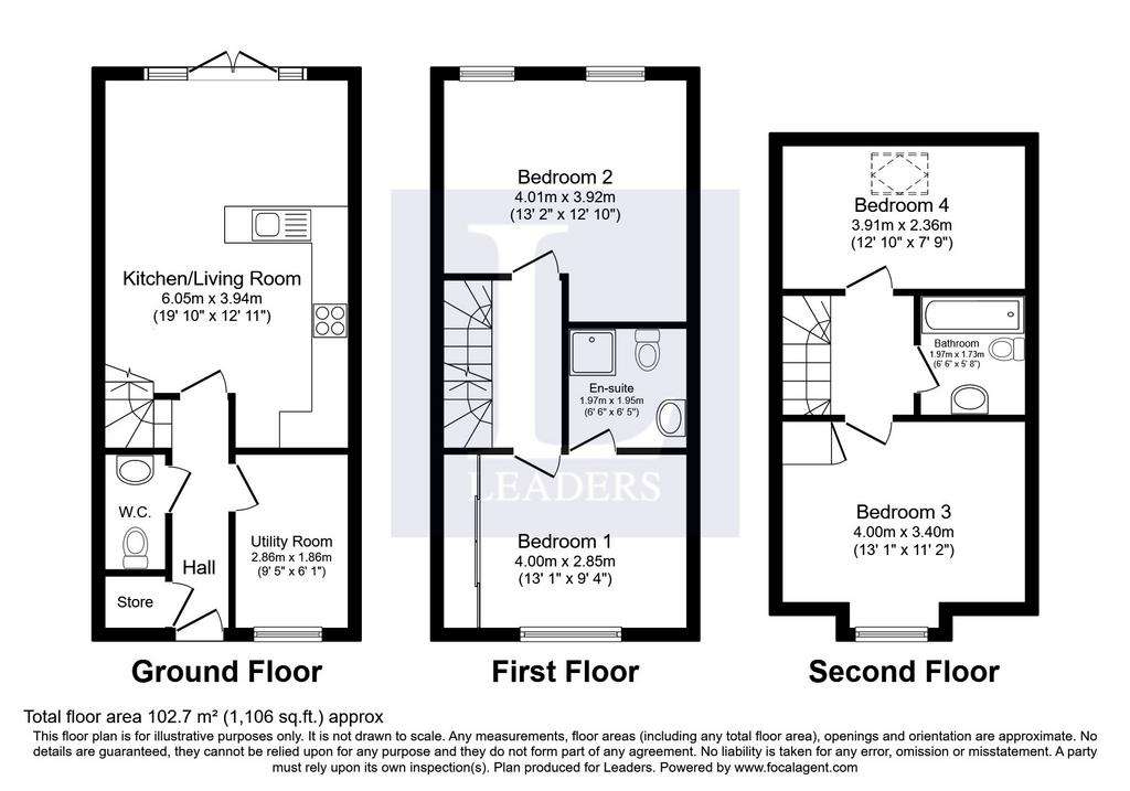 4 bedroom town house to rent - floorplan