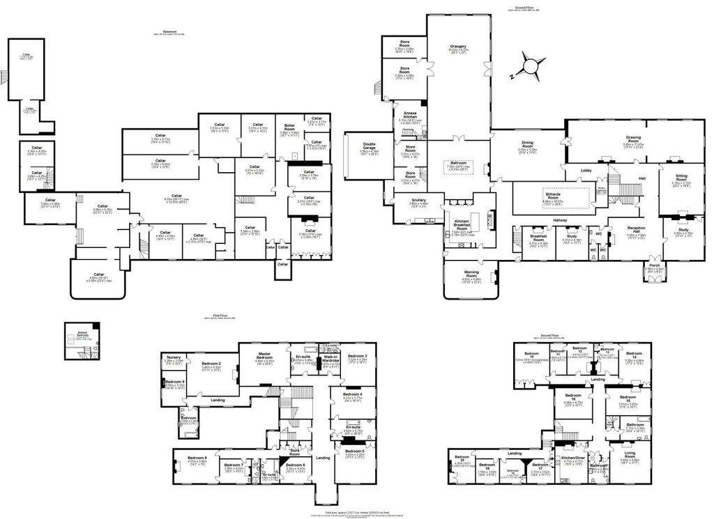 20 bedroom manor house for sale - floorplan