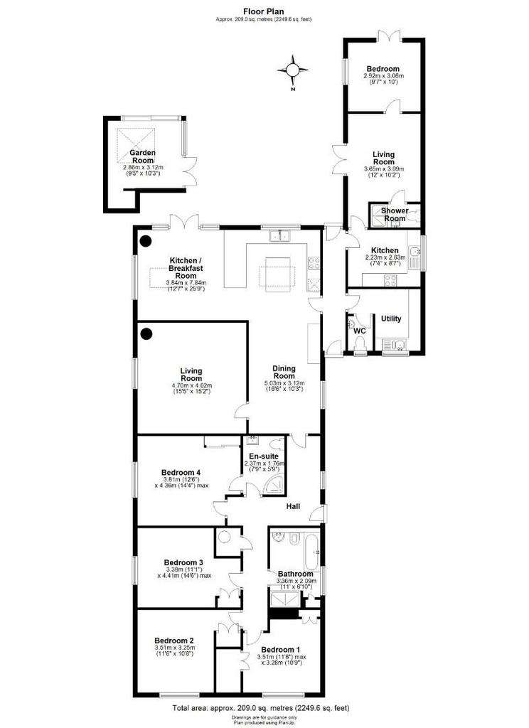 5 bedroom detached bungalow to rent - floorplan