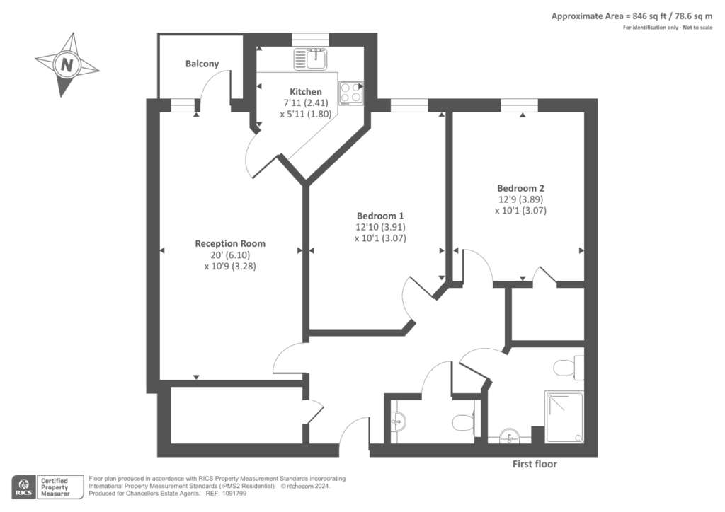 2 bedroom retirement property to rent - floorplan