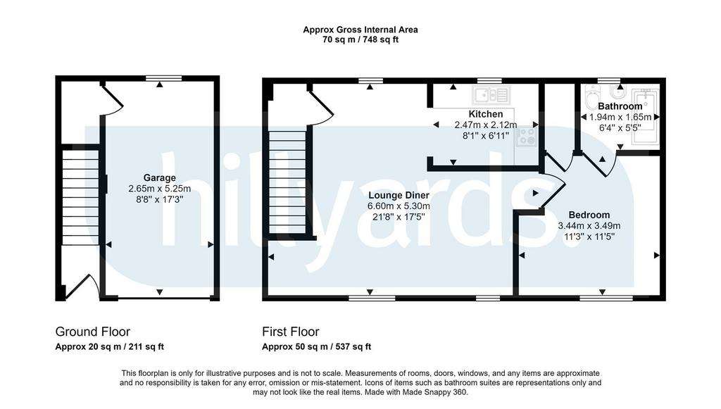 1 bedroom coash house for sale - floorplan