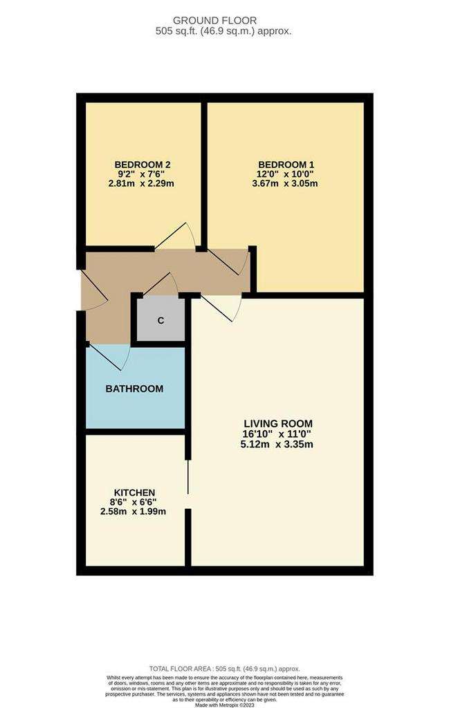 2 bedroom semi-detached bungalow to rent - floorplan